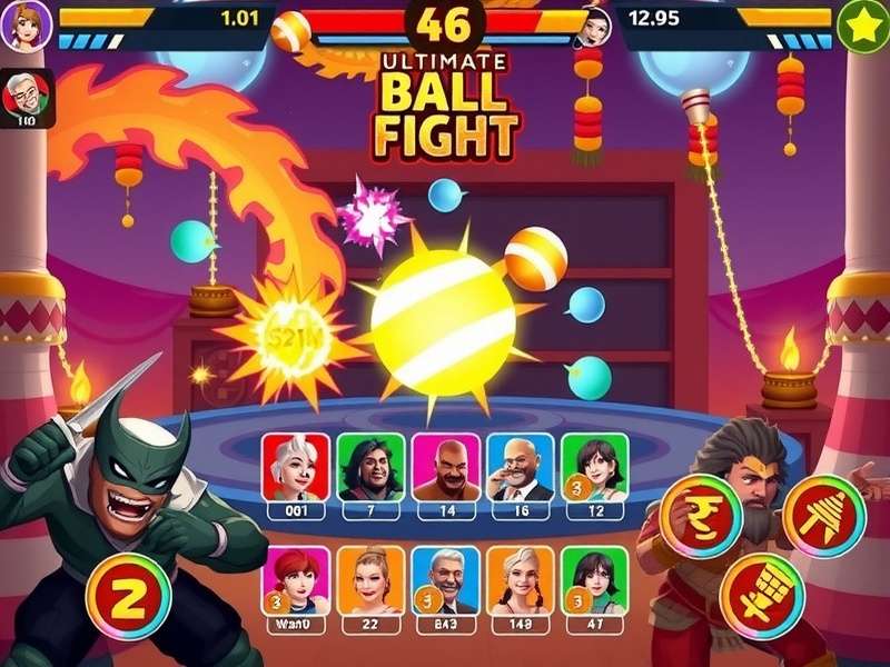 Ultimate Ball Fight character selection screen with diverse avatars